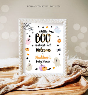 Editable Halloween Baby Shower Welcome Sign Peek A Boo Shower Decor Welcome Neutral Little Boo Sign Ghost Template Corjl PRINTABLE 0418