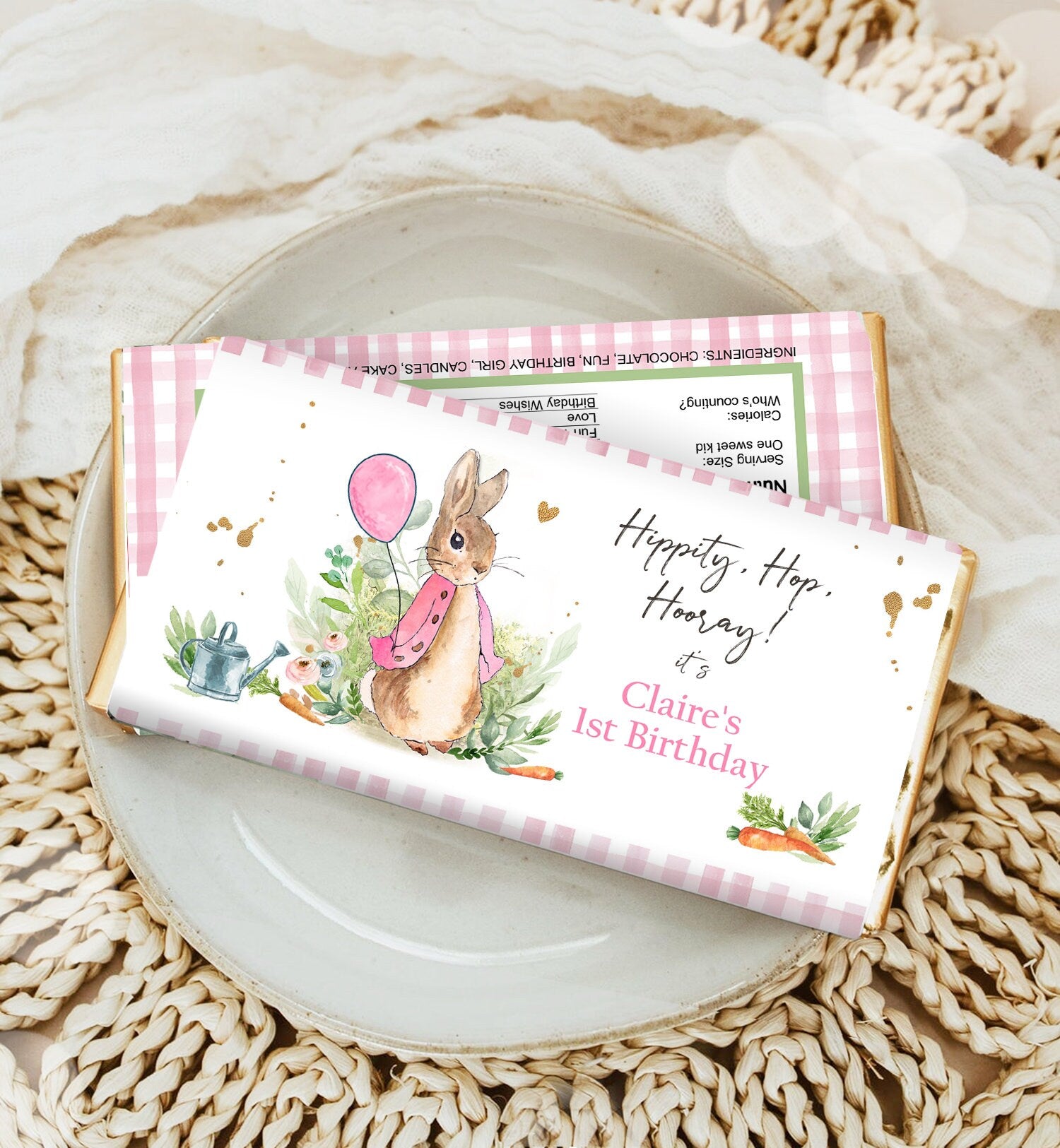 Editable Flopsy Bunny Chocolate Bar Labels Candy Bar Wrapper Peter Rab ...