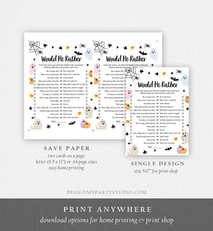 Editable Would He Rather Baby Shower Game Little Boo Baby Shower Halloween Coed Shower Activity Ghost Guess Corjl Template Printable 0418