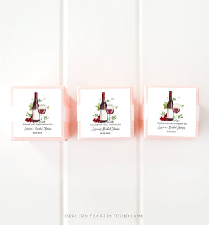 Editable Wine Bridal Shower Favor Tags Thank You Tags Mini Wine Bottle Round Square Wedding Sip Sip Hooray Rustic Corjl Template 0234