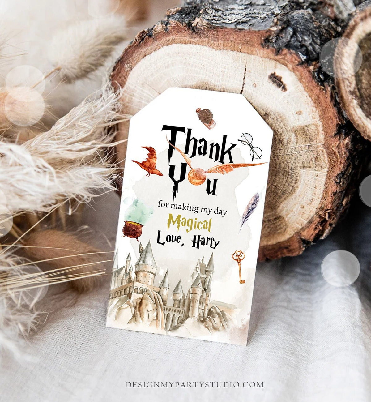 Editable Wizard Favor Tags Wizard Thank You Tag Wizard Birthday Gift Tag Wizard Baby Shower Wizardry Magical Digital Corjl Template 0440