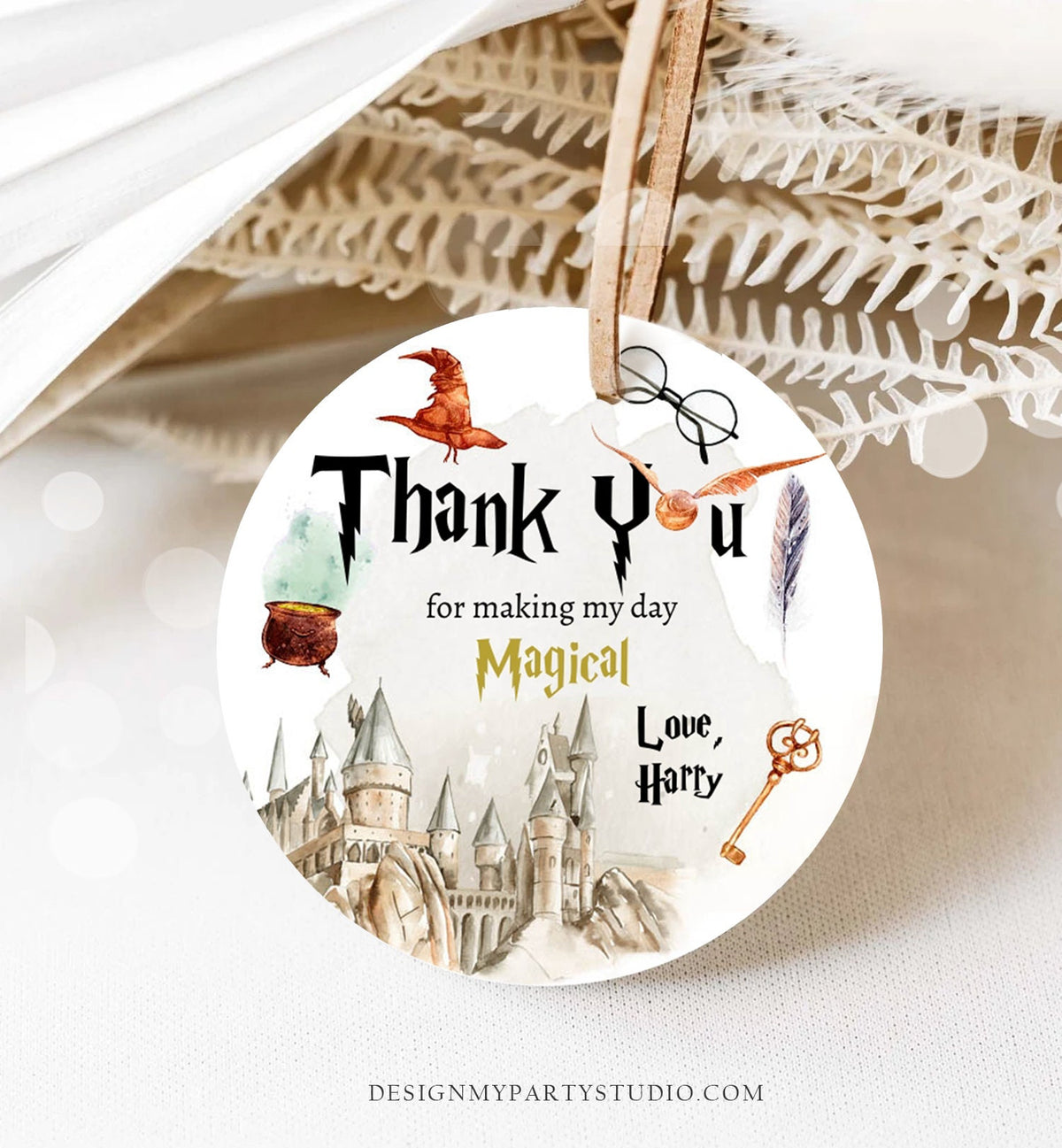 Editable Wizard Favor Tags Wizard Thank You Tag Wizard Birthday Sticker Round Tag Wizard Shower Wizardry Magical Digital Corjl Template 0440