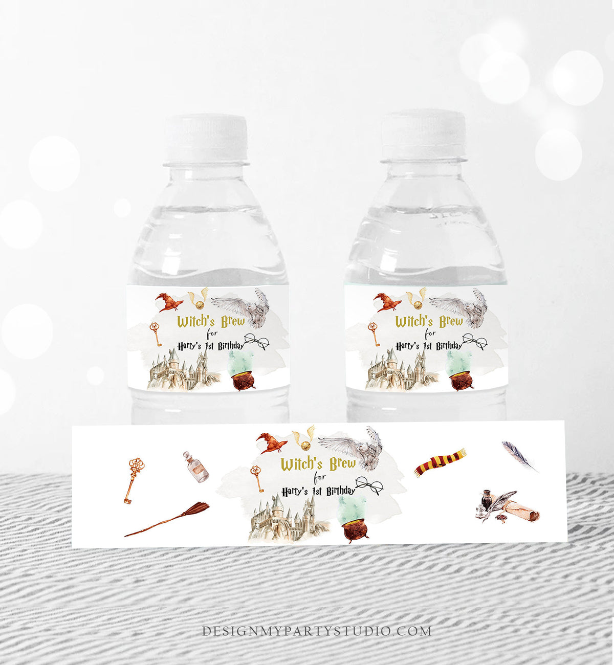 Editable Wizard Water Bottle Labels Wizard Birthday Wizard Baby Shower Chosen One Magical Bundle Wizardry Boy Download Template Corjl 0440