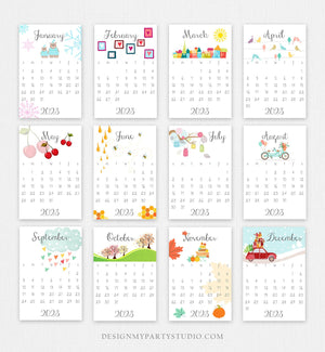 PRINTABLE 2023 Calendar Wall Calendar Desk Calendar Classroom School Calendar 4x6 Month Year Seasons Colorful Digital Instant Download DIY