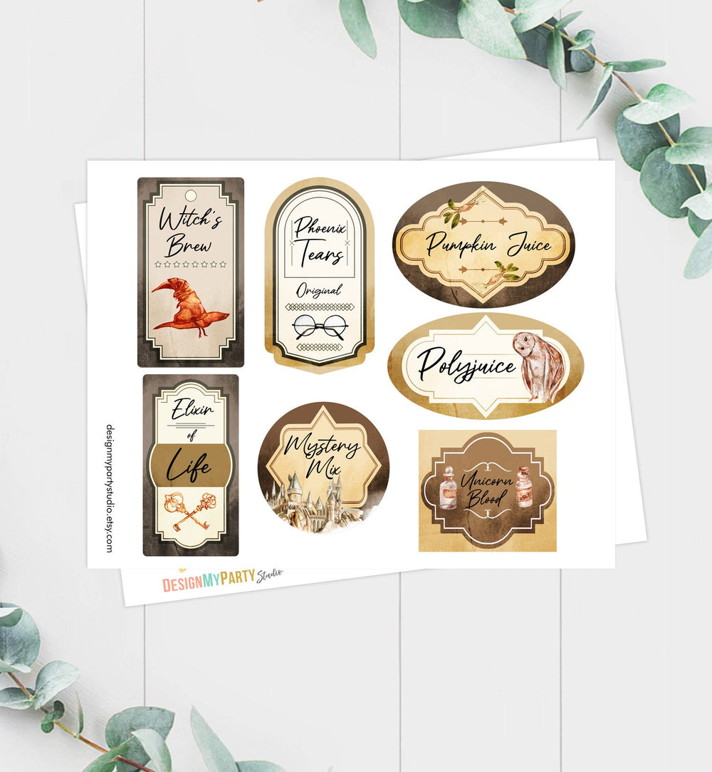 Printable Potion Labels Wizard Birthday Favor Apothecary Labels Vintag ...