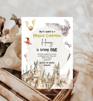 Editable Wizard Birthday Invitation Magical Birthday Invite Castle Boy School Wizardry Party Download Printable Template Digital Corjl 0440