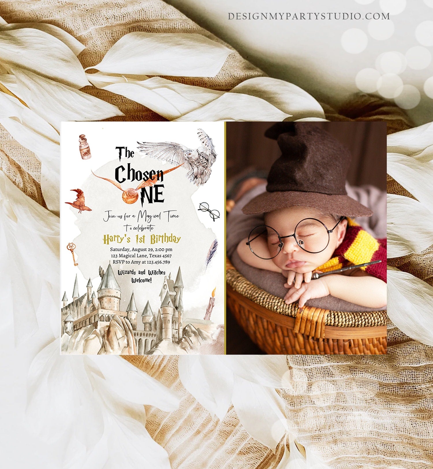 editable-wizard-birthday-invitation-chosen-one-birthday-invite-castle-design-my-party-studio for Create Free Printable Party Invitations Editable Wizard Birthday Invitation Chosen One Birthday Invite Castle - Design My Party Studio for Create Free Printable Party Invitations