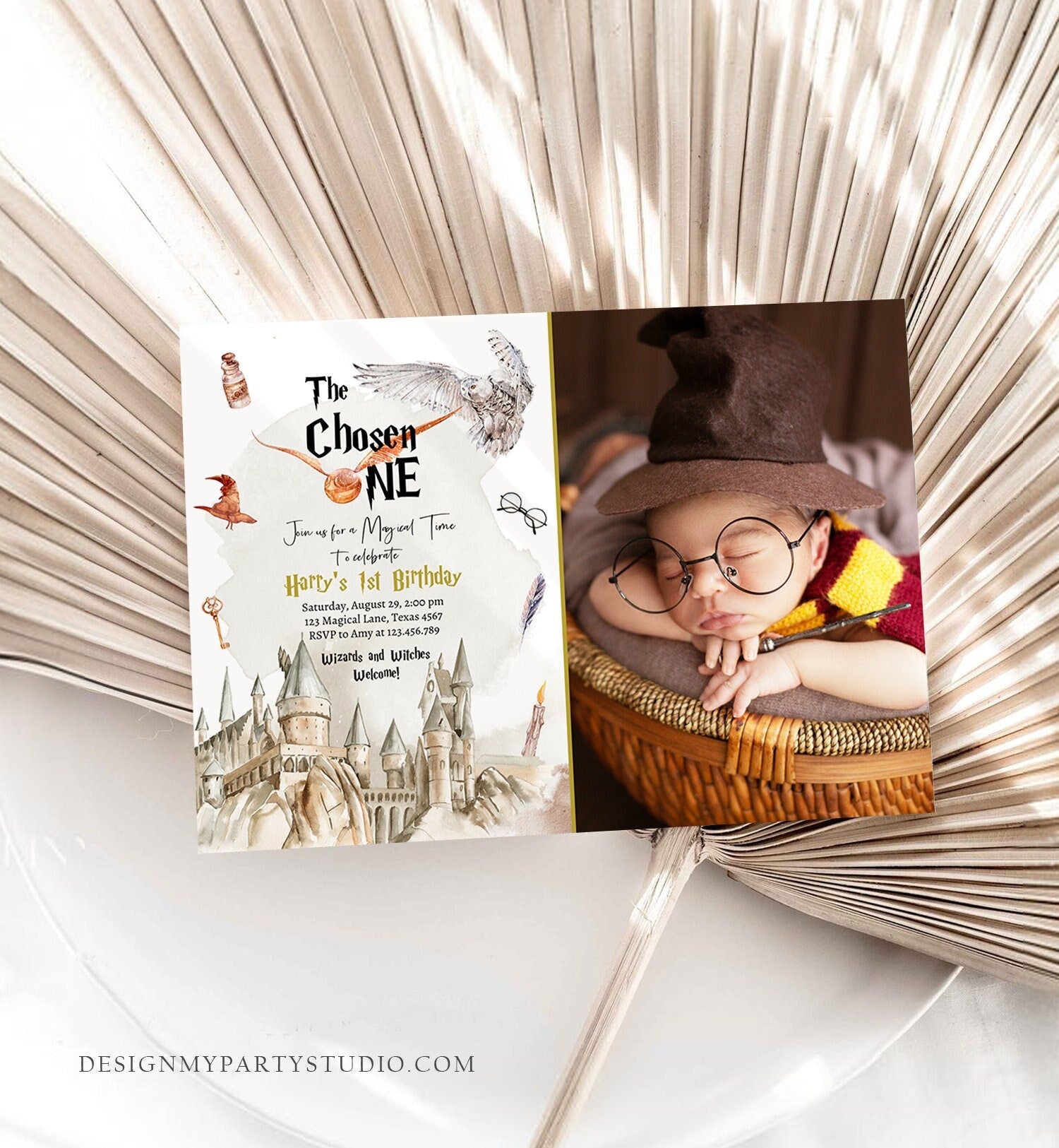 Editable Wizard Birthday Invitation Chosen One Birthday Invite Castle Boy School Wizard Party Download Printable Template Digital Corjl 0440