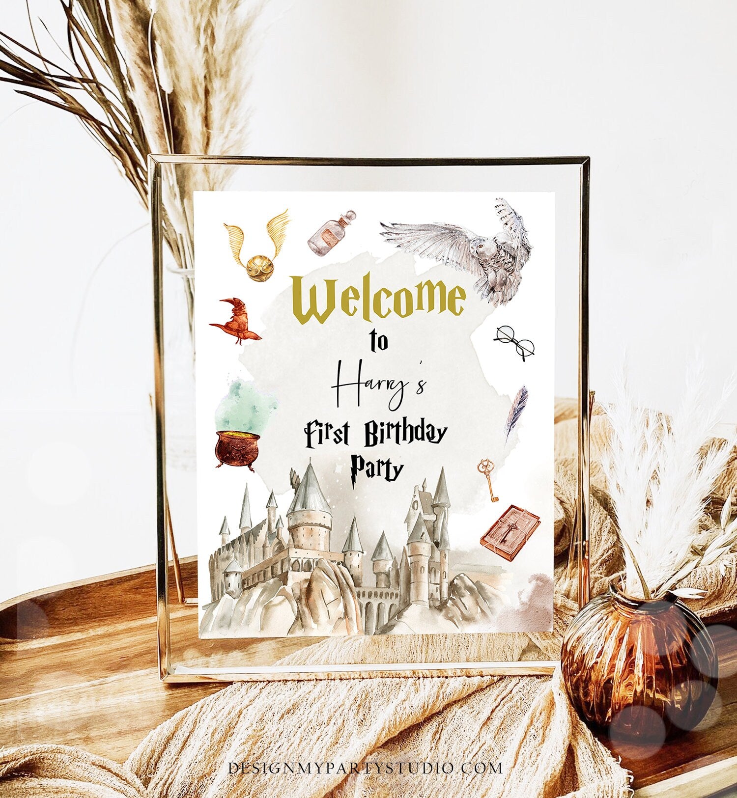 Editable Wizard Birthday Welcome Sign Boy Magic School Birthday Welcom ...