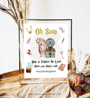 Editable Oh Snap Hashtag Sign Wizard Themed Magical Wedding Poster Bridal Shower Wizardry Baby Shower Birthday Template Corjl PRINTABLE 0440