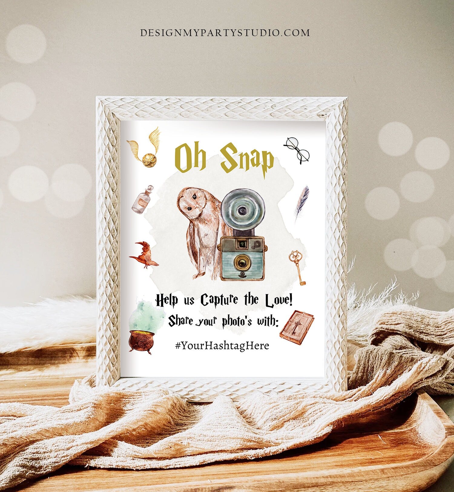 Editable Oh Snap Hashtag Sign Wizard Themed Magical Wedding Poster Bridal Shower Wizardry Baby Shower Birthday Template Corjl PRINTABLE 0440
