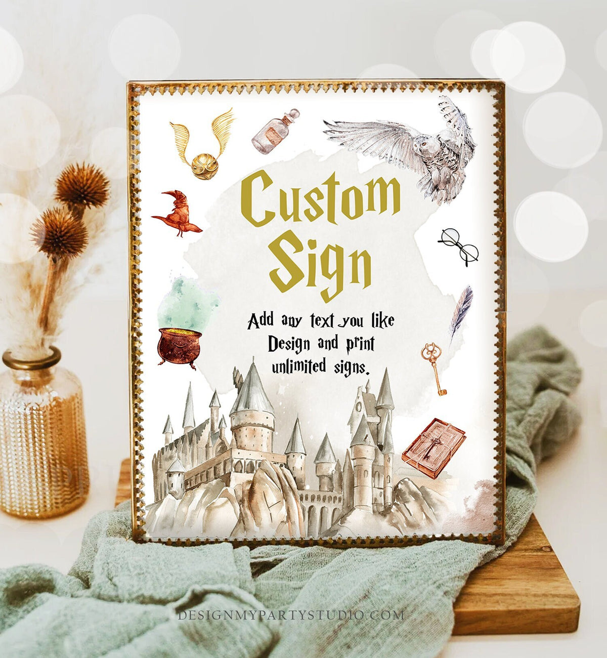 Editable Custom Sign Wizard Birthday Decor Wizard Sign Magic School Th ...
