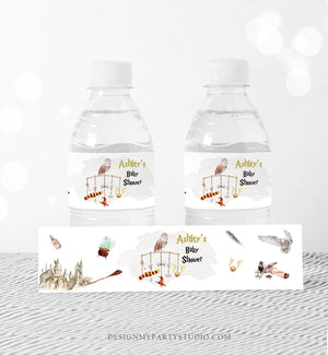 Editable Wizard Water Bottle Labels Wizard Baby Shower Wizard Magical Bundle On The Way Wizardry School Neutral Download Template Corjl 0440