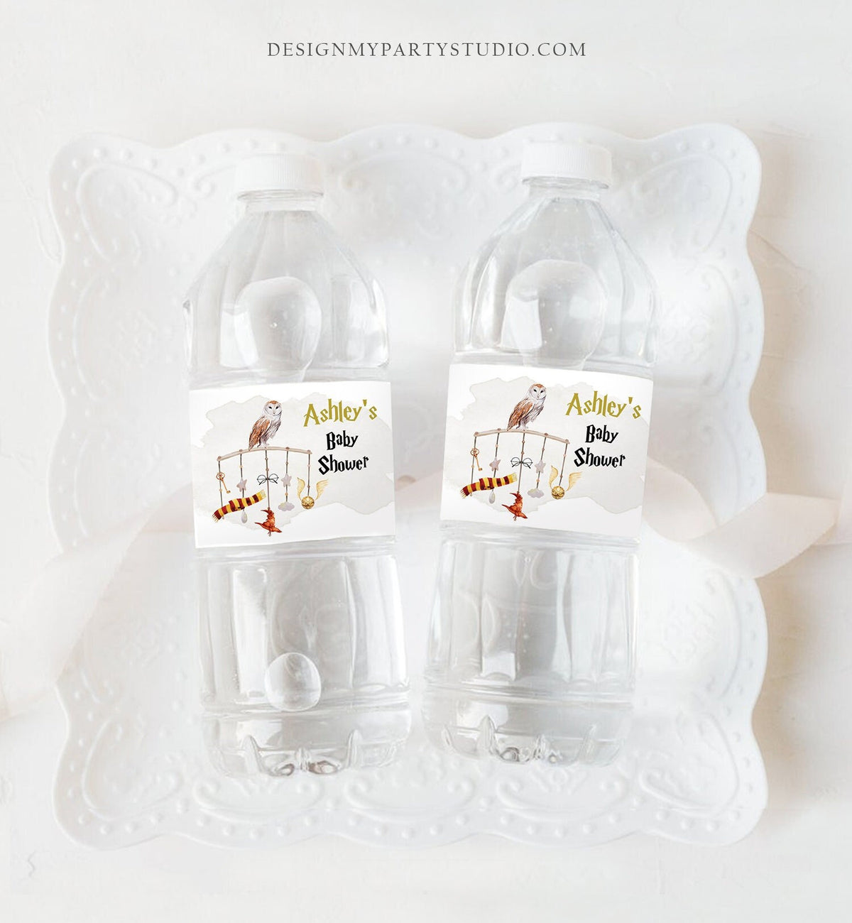 Editable Wizard Water Bottle Labels Wizard Baby Shower Wizard Magical Bundle On The Way Wizardry School Neutral Download Template Corjl 0440