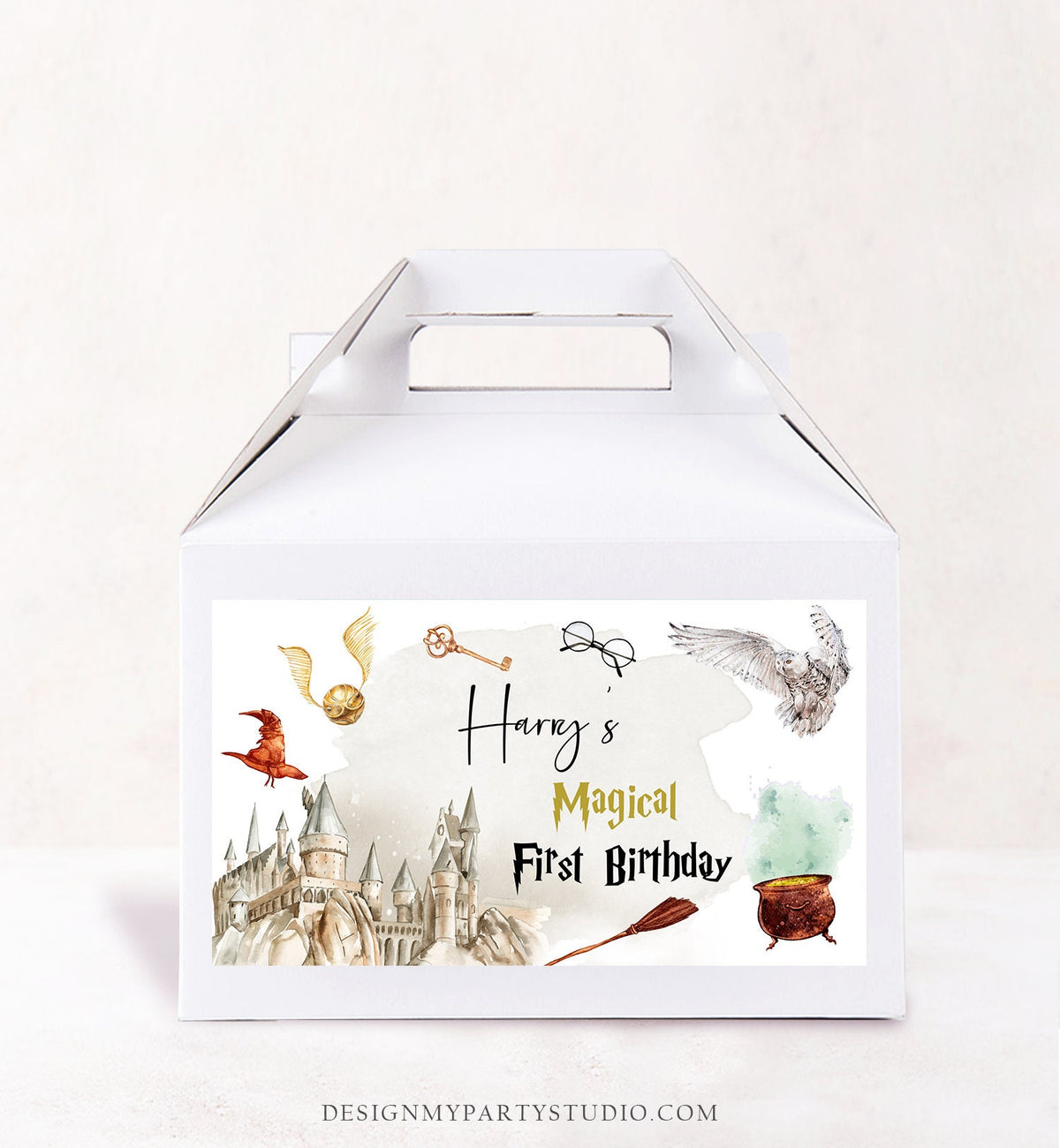 Editable Wizard Birthday Favor Box Favor Label Magical Birthday Label Castle Boy School Wizardry Party Digital Download Printable Corjl 0440