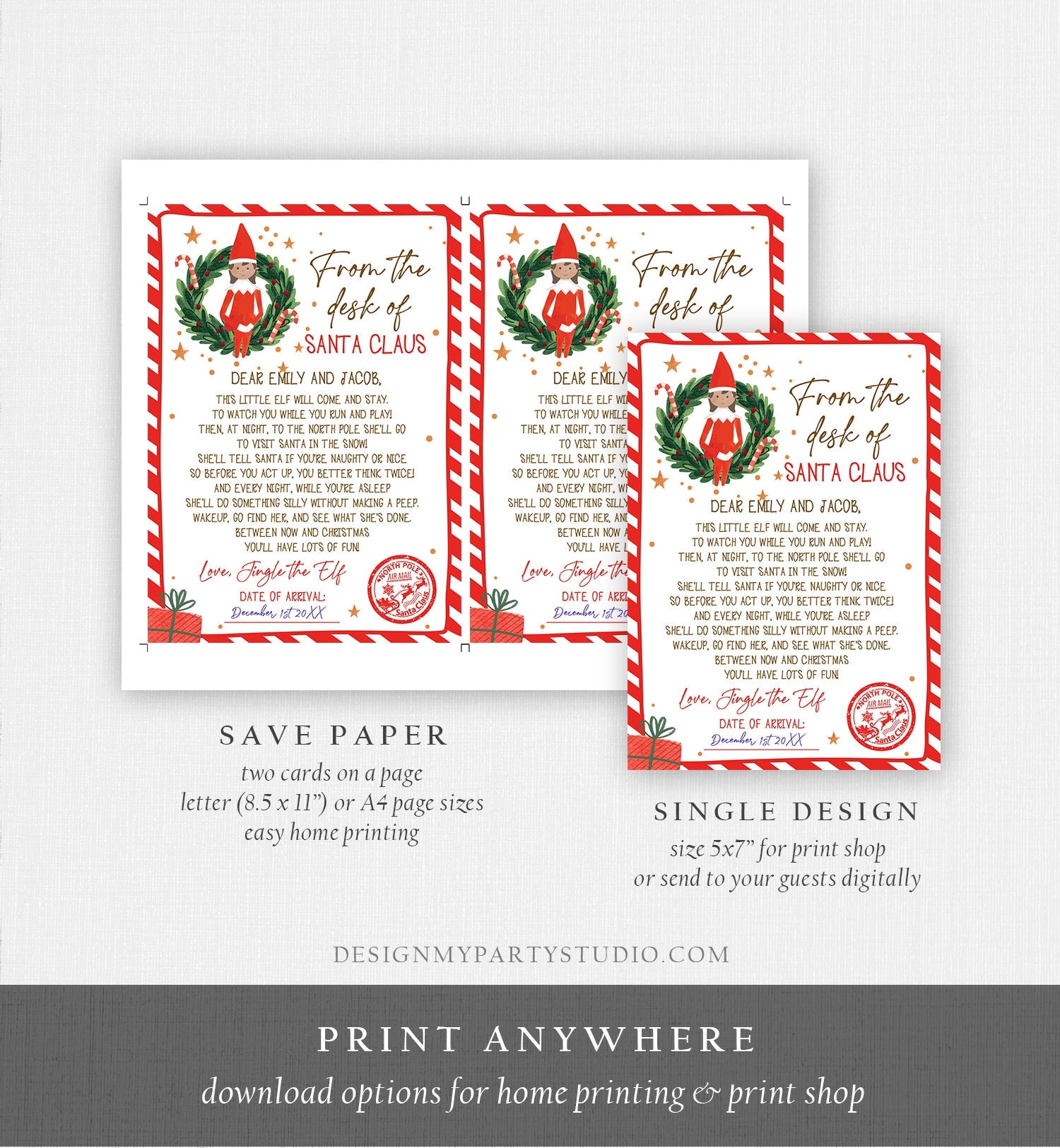 Editable First Time Elf Arrival Letter Return Letter Christmas Elf I'm Back Girl Elf Welcome Christmas Elf Santa Printable Template 0358