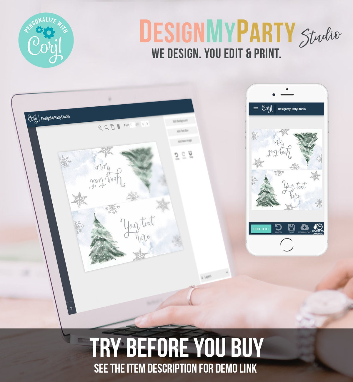 Editable Baby It&#39;s Cold Outside Tent Cards Winter Tree Labels Boy Birthday Baby Shower Place Cards Christmas Printable Template Corjl 0363