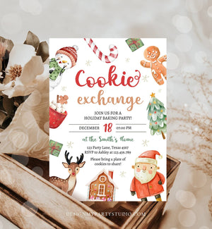 Christmas Cookie Exchange Invitation Kids Cookie Party Invite Holiday Party Birthday Baking Party Corjl Template Download Printable 0445