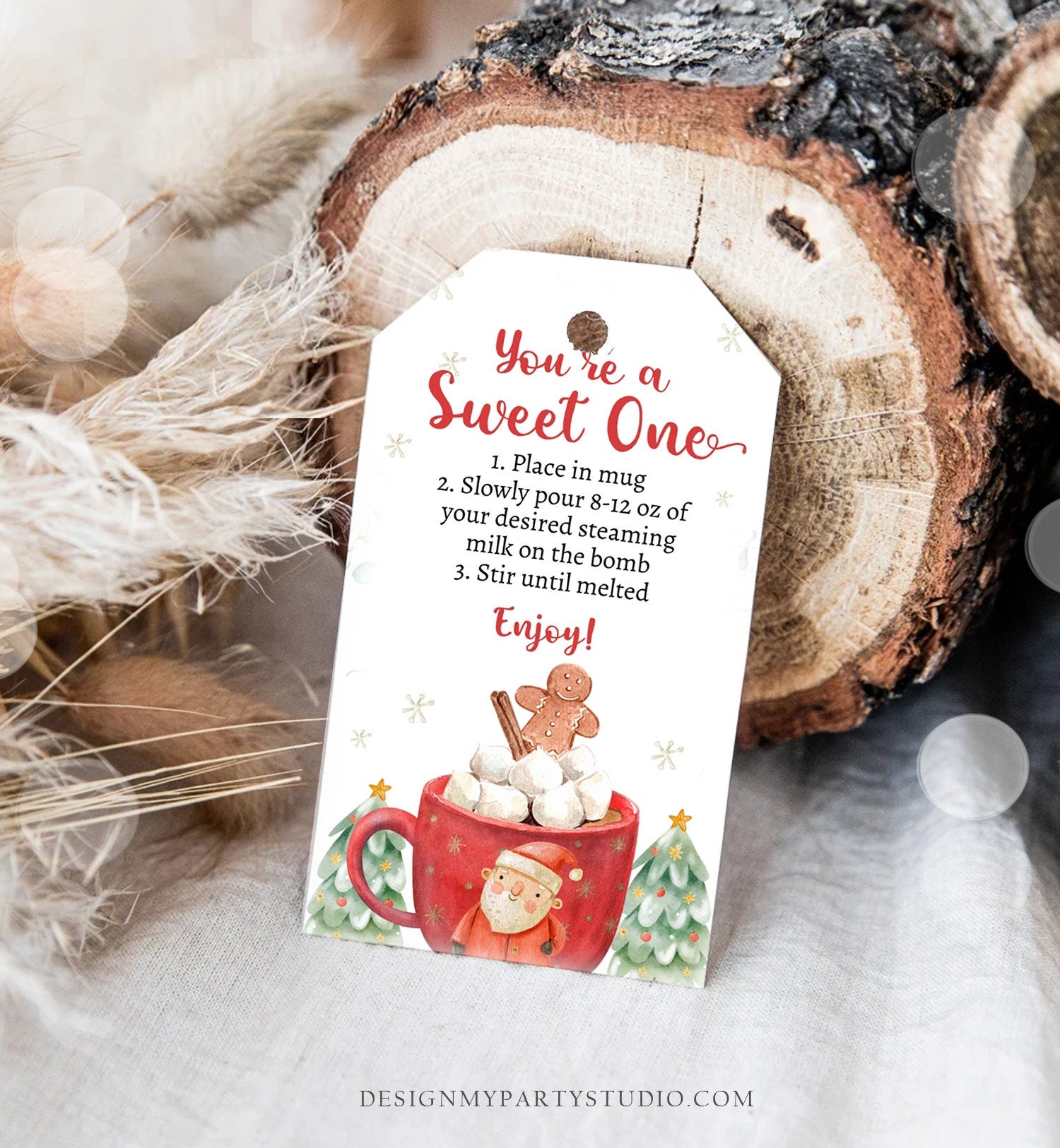 Editable Hot Chocolate Bomb Tags Bomb Instructions Holiday Favor Tags Winter Christmas You're a Sweet One Cocoa Digital PRINTABLE 0443 0445