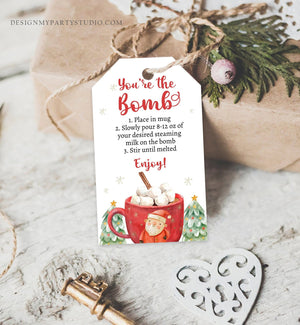 Editable Hot Chocolate Bomb Tags Bomb Instructions Holiday Favor Tags Winter Christmas You're the Bomb Tag Cocoa Digital PRINTABLE 0443 0445