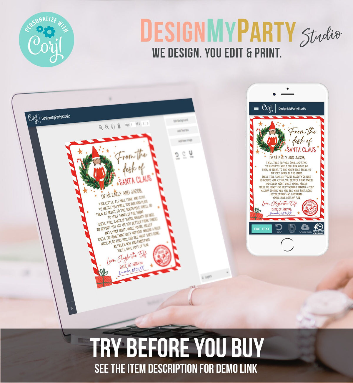 Editable First Time Elf Arrival Letter Return Letter Christmas Elf I'm Back Girl Elf Welcome Christmas Elf Santa Printable Template 0358