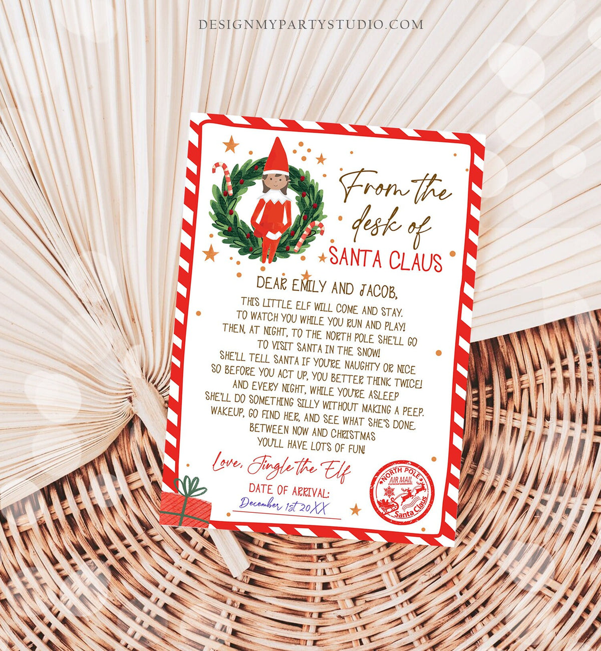 Editable First Time Elf Arrival Letter Return Letter Christmas Elf I'm Back Girl Elf Welcome Christmas Elf Santa Printable Template 0358