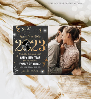 Editable New Year Pregnancy Reveal Card Pregnancy Announcement New Years 2023 Ultrasound Card Instant Download Digital Corjl Template 0280