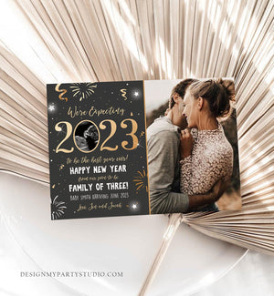 Editable New Year Pregnancy Reveal Card Pregnancy Announcement New Years 2023 Ultrasound Card Instant Download Digital Corjl Template 0280