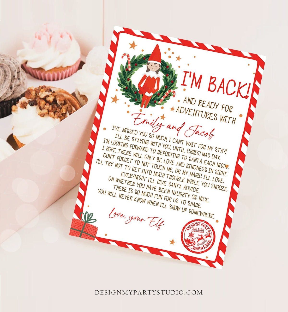 Editable Elf Arrival Letter Girl Return Letter Christmas Elf I'm Back Elf Welcome Christmas Elf Letter From Your Elf Printable Template 0358