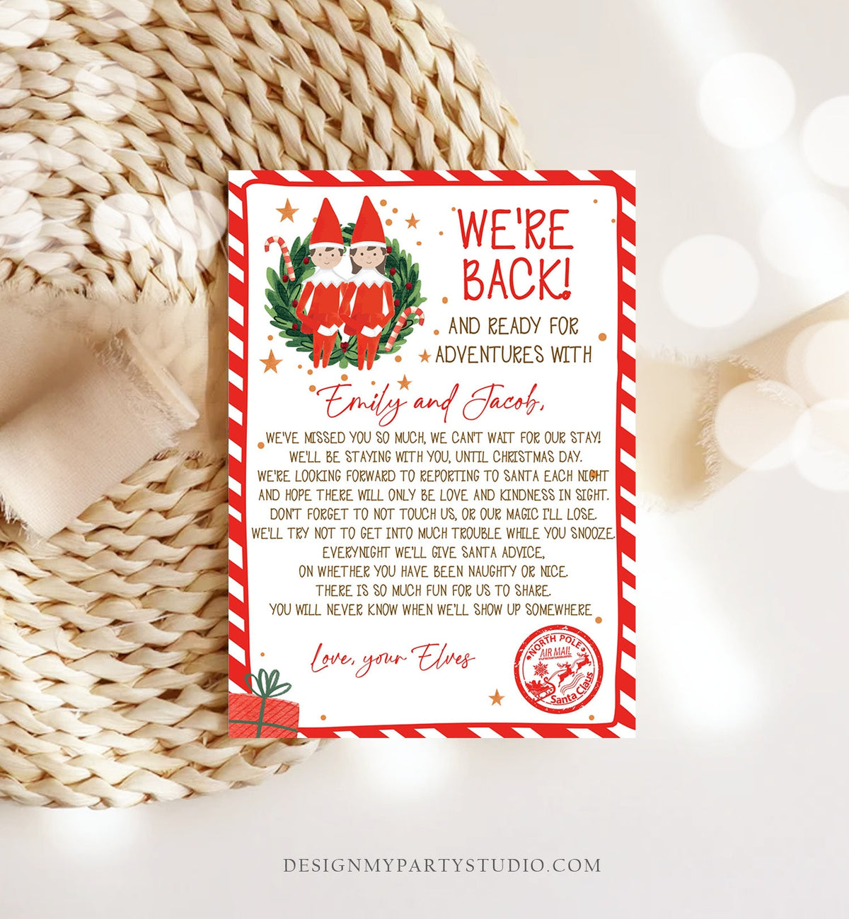 Editable Elf Arrival Letter Return Letter Christmas Elf We're Back Elf Welcome Hello Letter from Elves Boy and Girl Printable Template 0358
