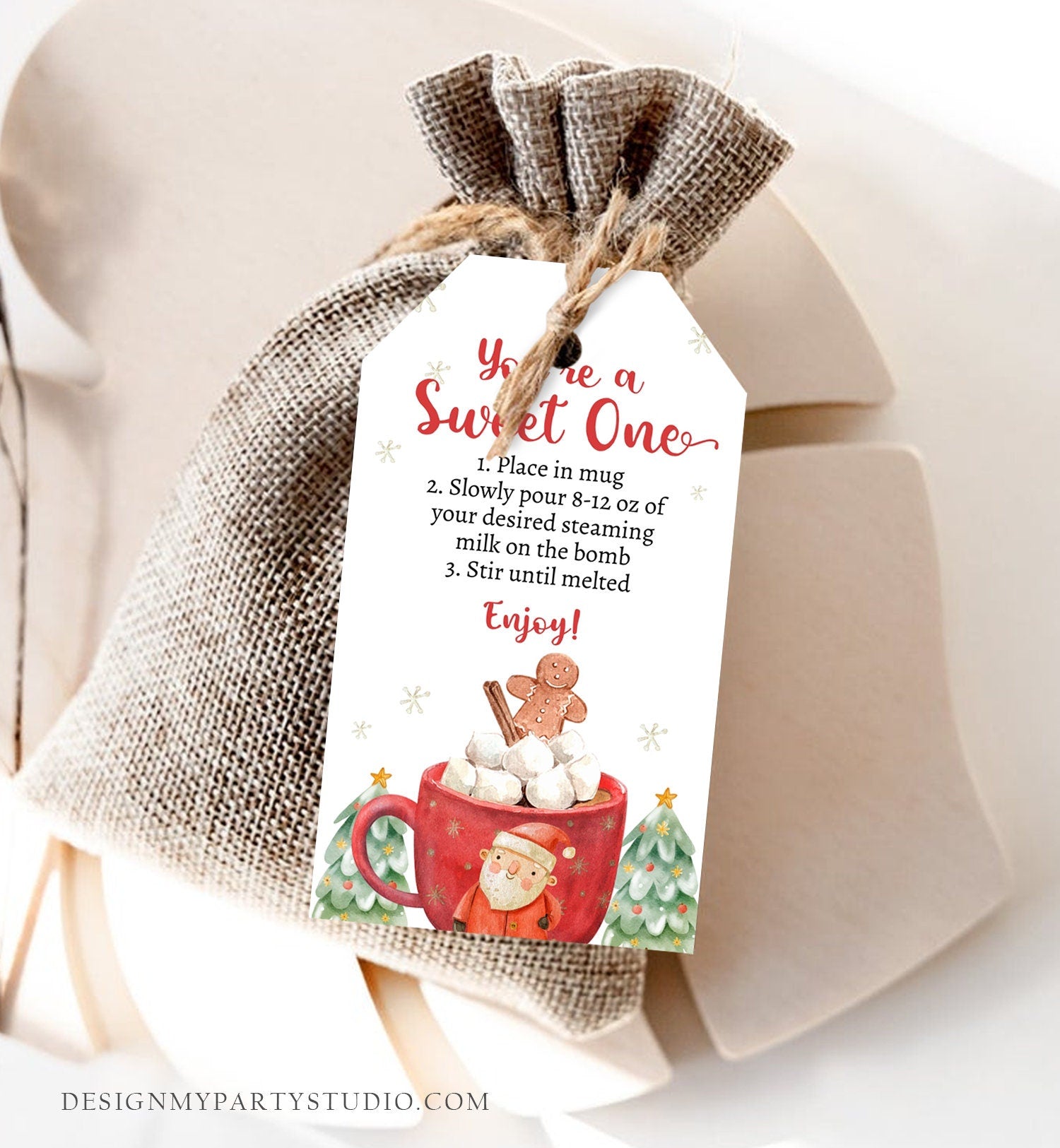 Editable Hot Chocolate Bomb Tags Bomb Instructions Holiday Favor Tags Winter Christmas You're a Sweet One Cocoa Digital PRINTABLE 0443 0445