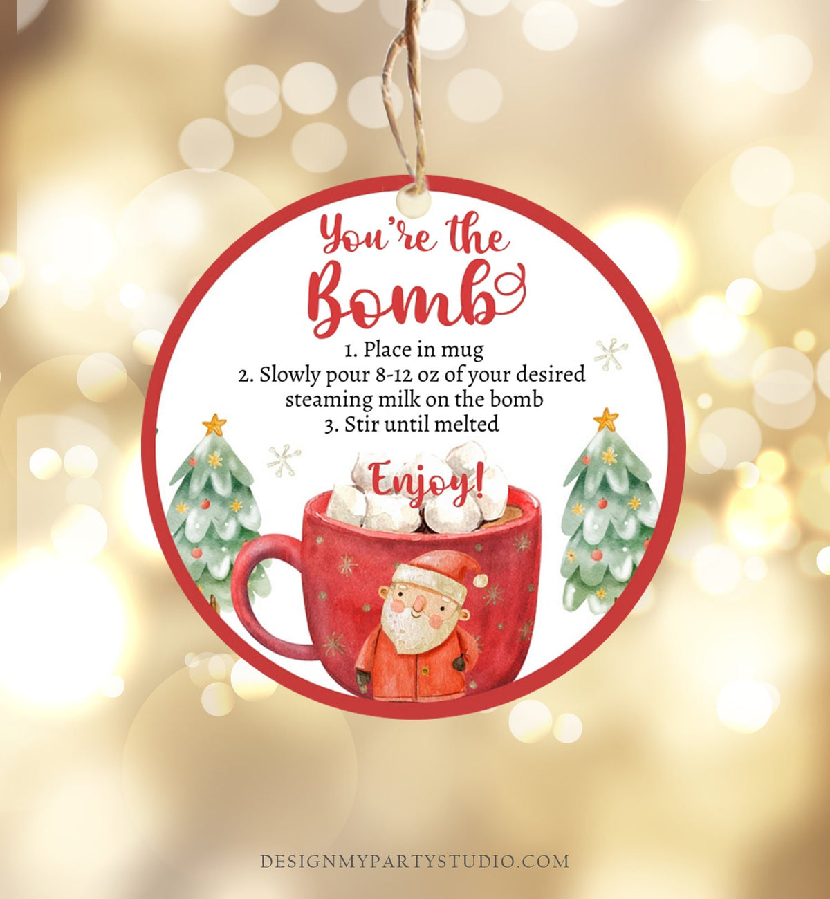Editable Hot Chocolate Bomb Tags Bomb Instructions Cookies and Cocoa Favor Tags Winter Christmas You&#39;re The Bomb Digital PRINTABLE 0445 0443