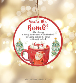 Editable Hot Chocolate Bomb Tags Bomb Instructions Cookies and Cocoa Favor Tags Winter Christmas You're The Bomb Digital PRINTABLE 0445 0443