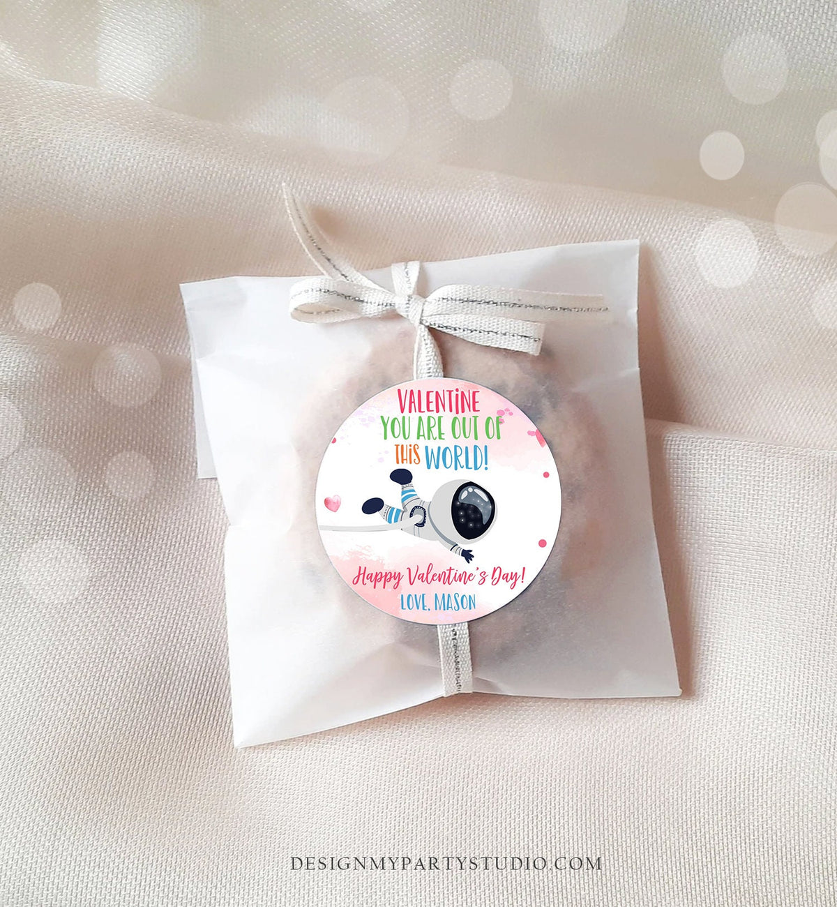 Editable Valentine You Are Out Of This World Favor Tag Thank You Space Astronaut Space Valentine&#39;s Day Sticker Kids School Printable 0370