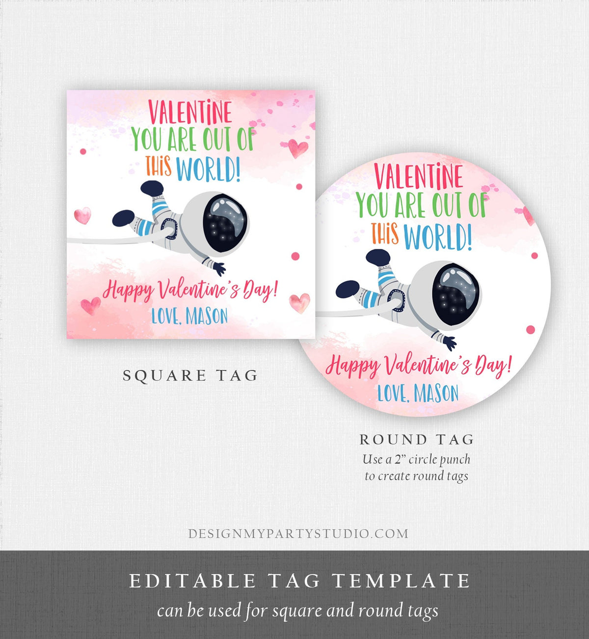Editable Valentine You Are Out Of This World Favor Tag Thank You Space Astronaut Space Valentine&#39;s Day Sticker Kids School Printable 0370