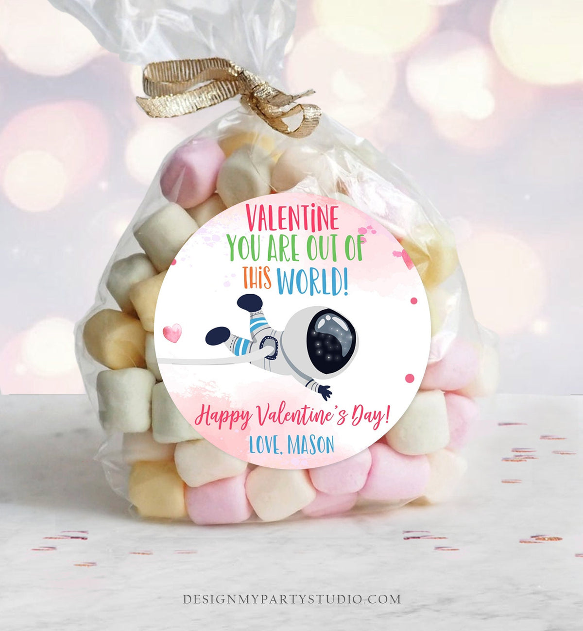 Editable Valentine You Are Out Of This World Favor Tag Thank You Space Astronaut Space Valentine&#39;s Day Sticker Kids School Printable 0370