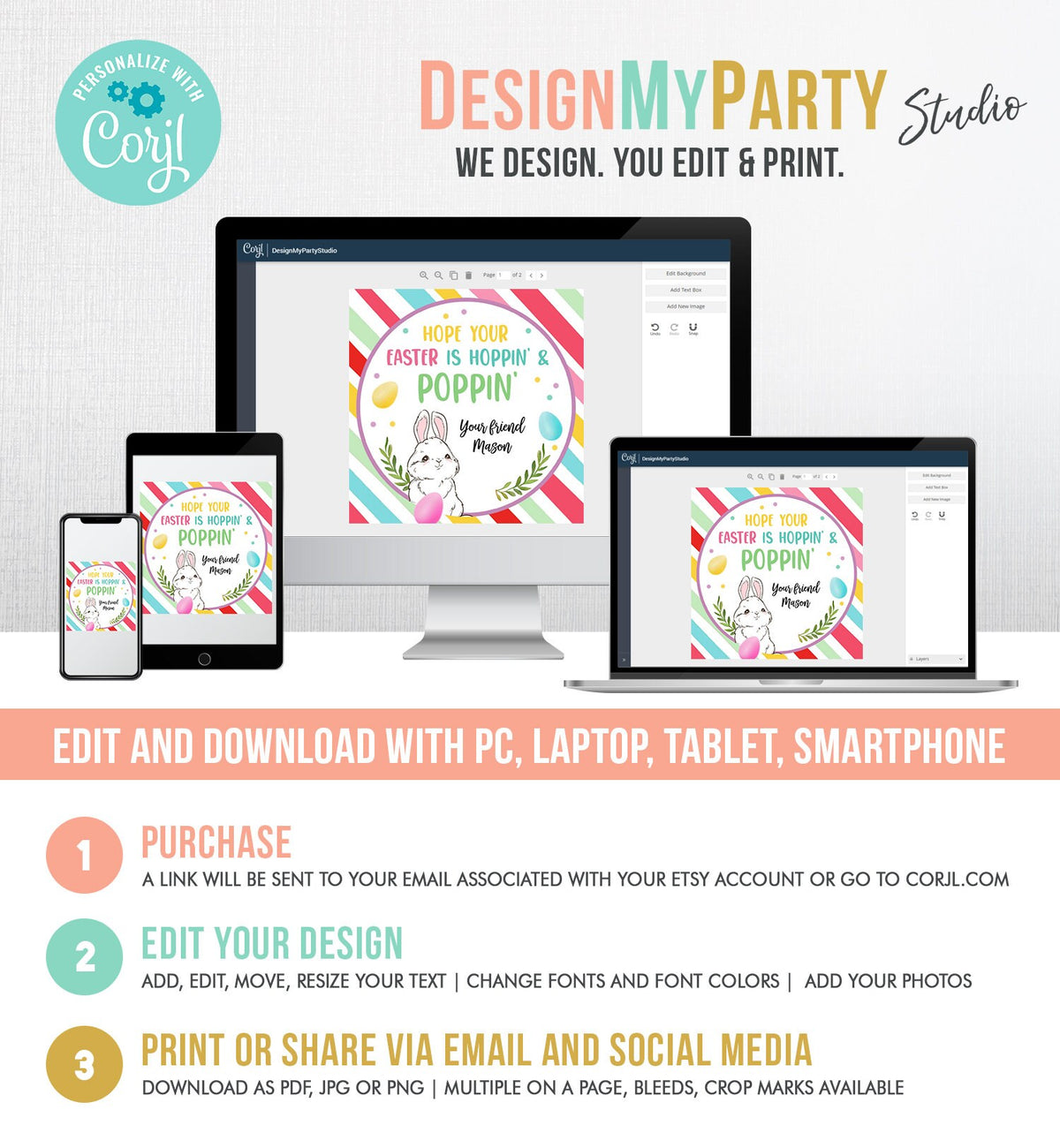 Editable Pop It Easter Gift Tags Easter Favor Tags Fidget Toy Easter Cards for Kids School Poppin&#39; Personalized Tag Digital PRINTABLE 0449