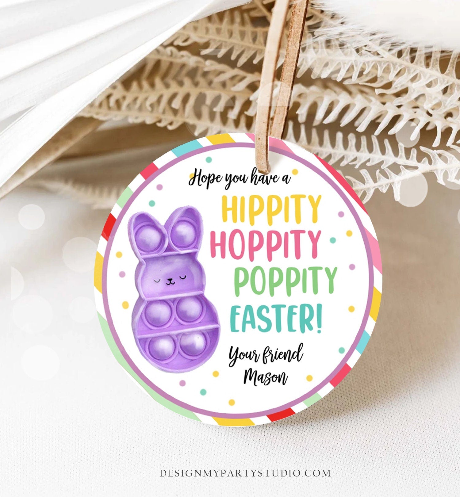 Editable Pop It Easter Gift Tags Easter Favor Tags Fidget Toy Easter Cards for Kids School Poppin' Personalized Tag Digital PRINTABLE 0449