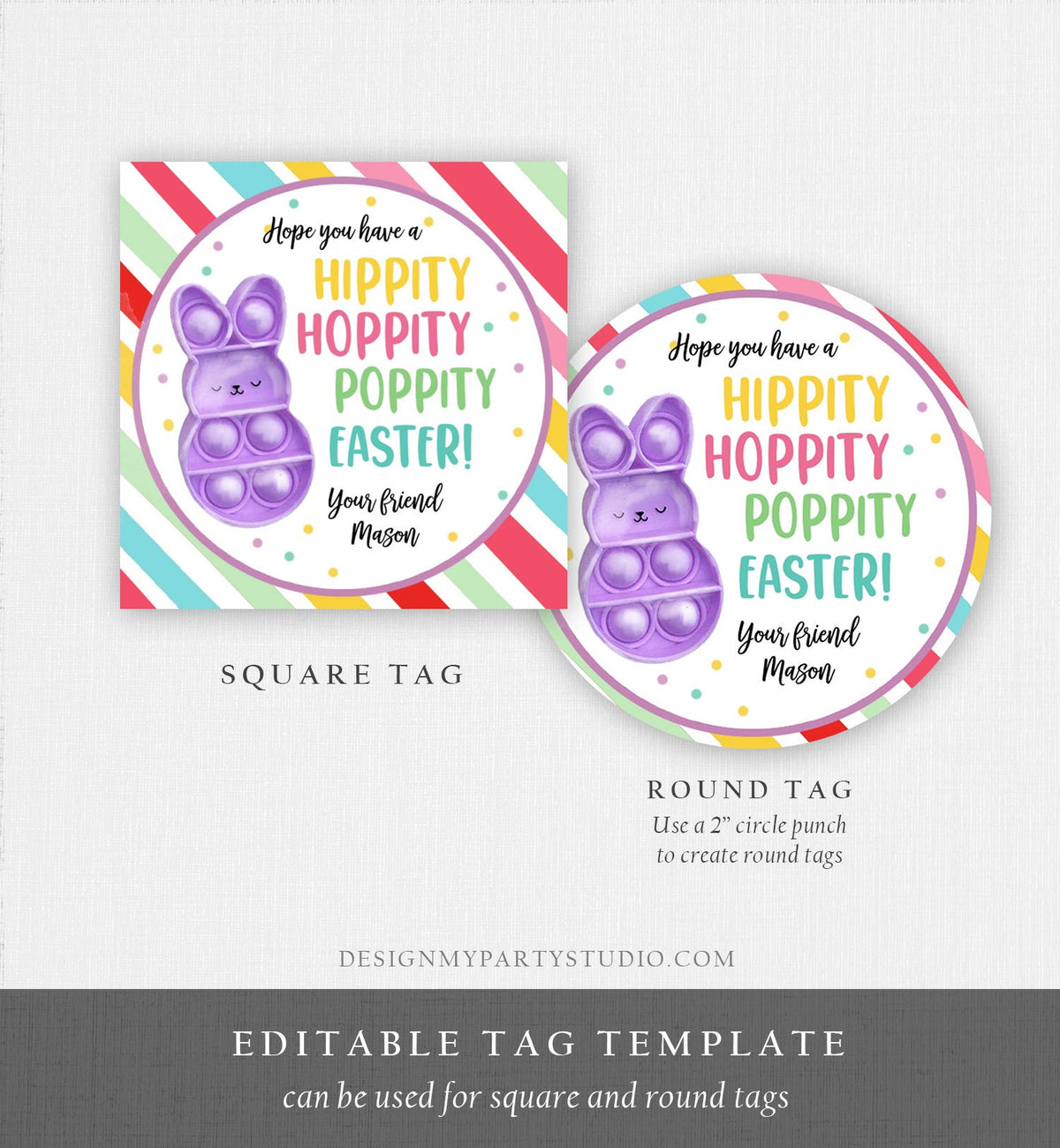 Editable Pop It Easter Gift Tags Easter Favor Tags Fidget Toy Easter Cards for Kids School Poppin&#39; Personalized Tag Digital PRINTABLE 0449