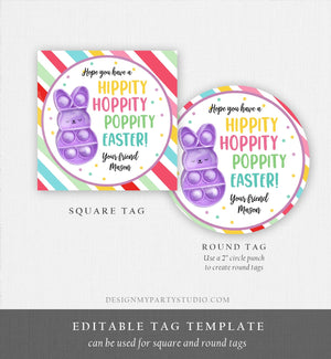 Editable Pop It Easter Gift Tags Easter Favor Tags Fidget Toy Easter Cards for Kids School Poppin' Personalized Tag Digital PRINTABLE 0449