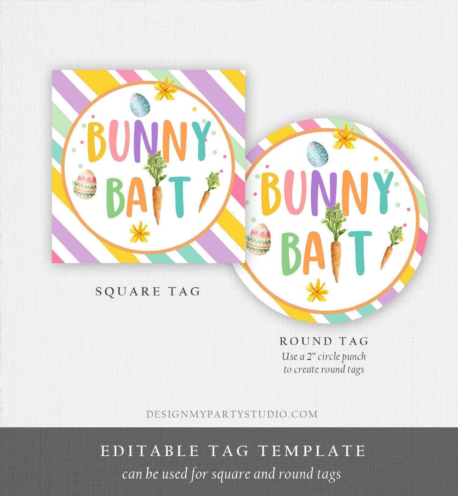 Editable Bunny Bait Favor Tag Easter Cookie Tag Teacher Appreciation Classroom Gift Tag Easter Egg Easter Treat Digital PRINTABLE 0449