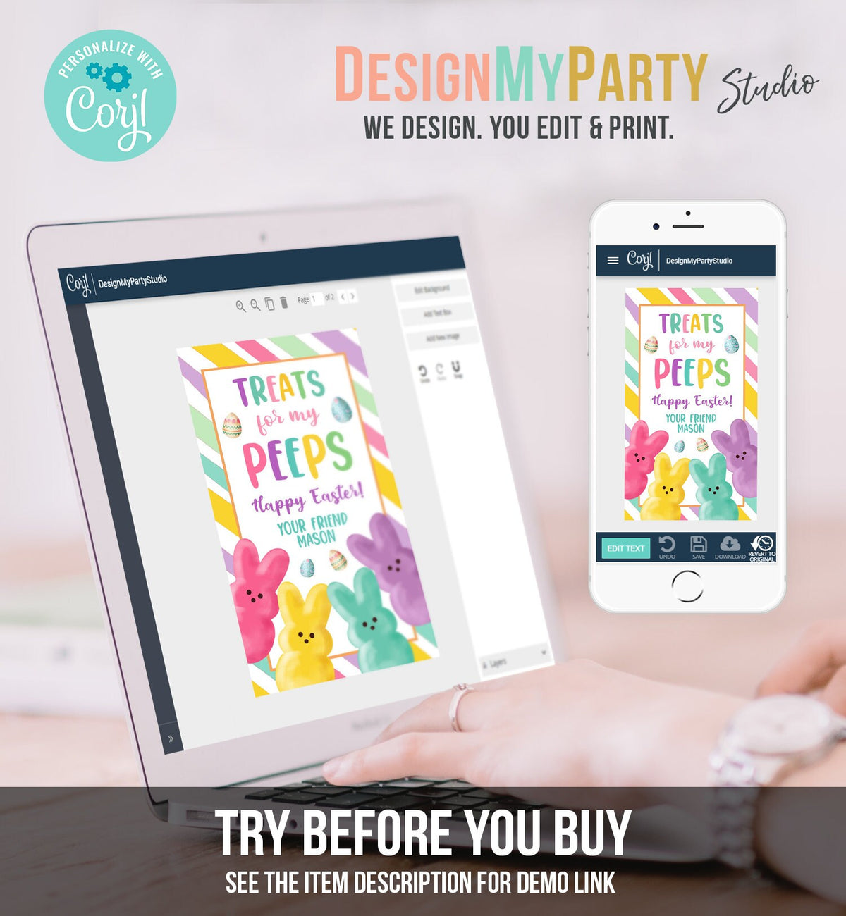 Editable Easter Treats For My Peeps Gift Tag Classroom Gift Easter Favor Tags Kids Peeps Easter Tags Easter Basket Digital PRINTABLE 0449