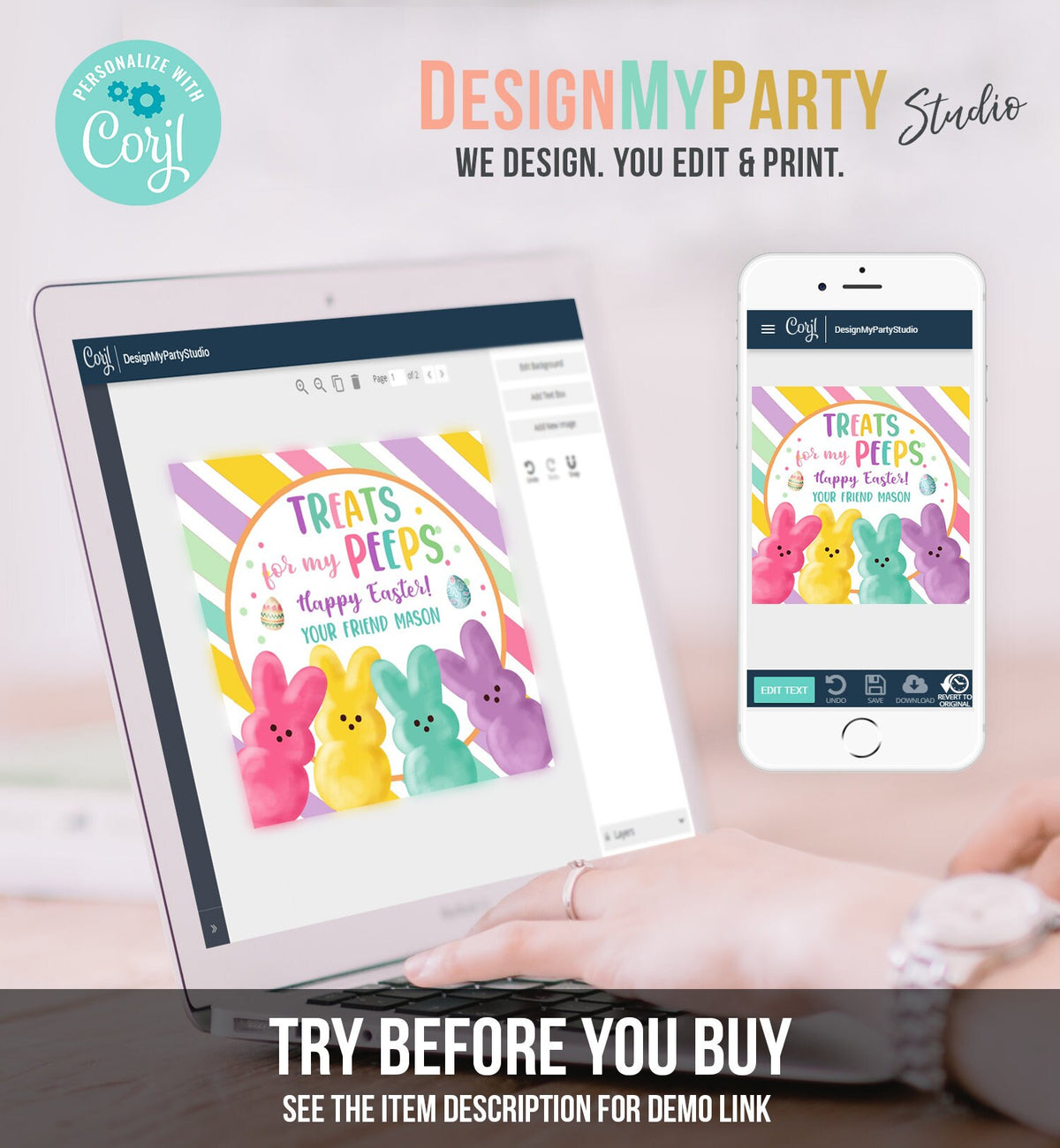 Editable Easter Treats For My Peeps Gift Tag Classroom Gift Easter Favor Tags Kids Peeps Easter Tags Easter Basket Stickers PRINTABLE 0449