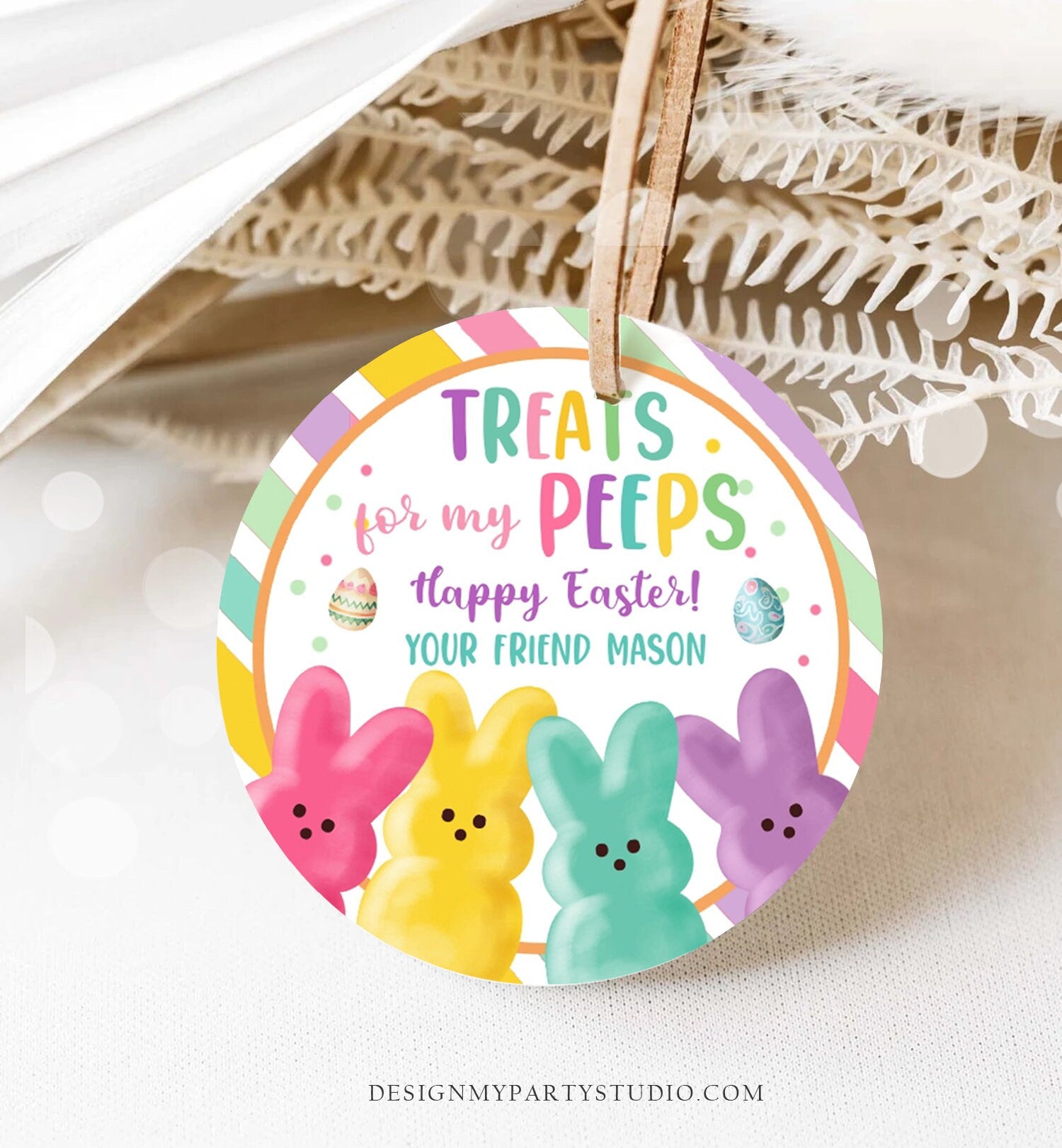 Editable Easter Treats For My Peeps Gift Tag Classroom Gift Easter Favor Tags Kids Peeps Easter Tags Easter Basket Stickers PRINTABLE 0449
