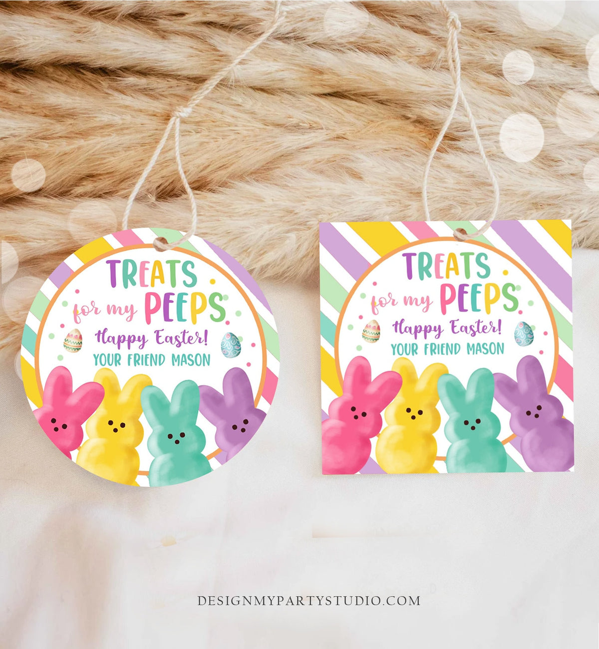 Editable Easter Treats For My Peeps Gift Tag Classroom Gift Easter Favor Tags Kids Peeps Easter Tags Easter Basket Stickers PRINTABLE 0449