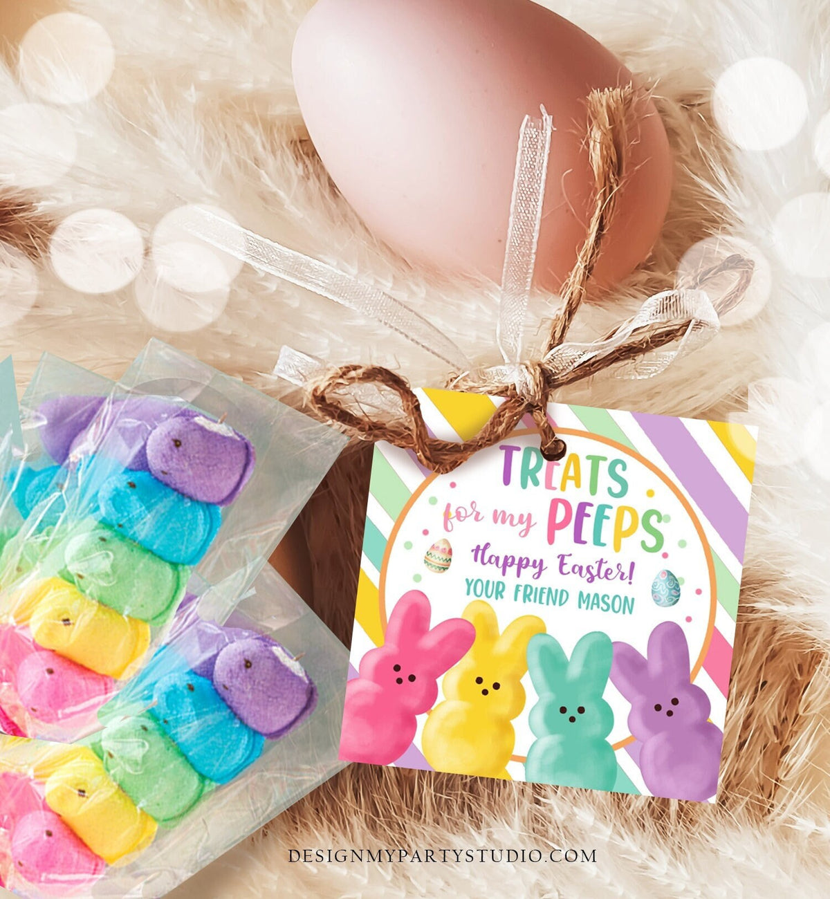 Editable Easter Treats For My Peeps Gift Tag Classroom Gift Easter Favor Tags Kids Peeps Easter Tags Easter Basket Stickers PRINTABLE 0449