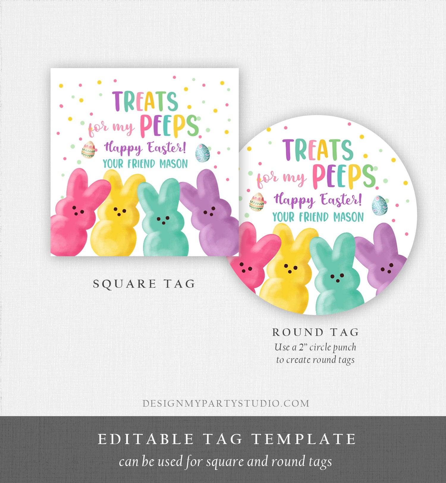 Editable Easter Treats For My Peeps Gift Tag Classroom Gift Easter Favor Tags Kids Peeps Easter Tags Easter Basket Stickers PRINTABLE 0449