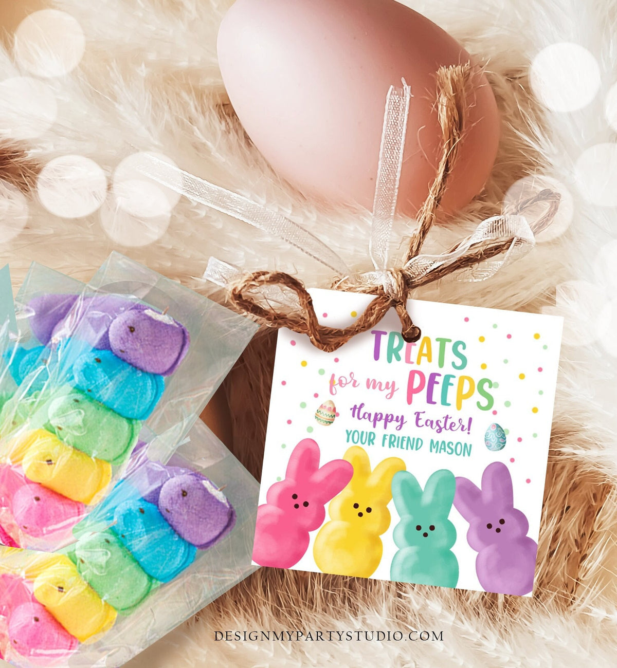 Editable Easter Treats For My Peeps Gift Tag Classroom Gift Easter Favor Tags Kids Peeps Easter Tags Easter Basket Stickers PRINTABLE 0449