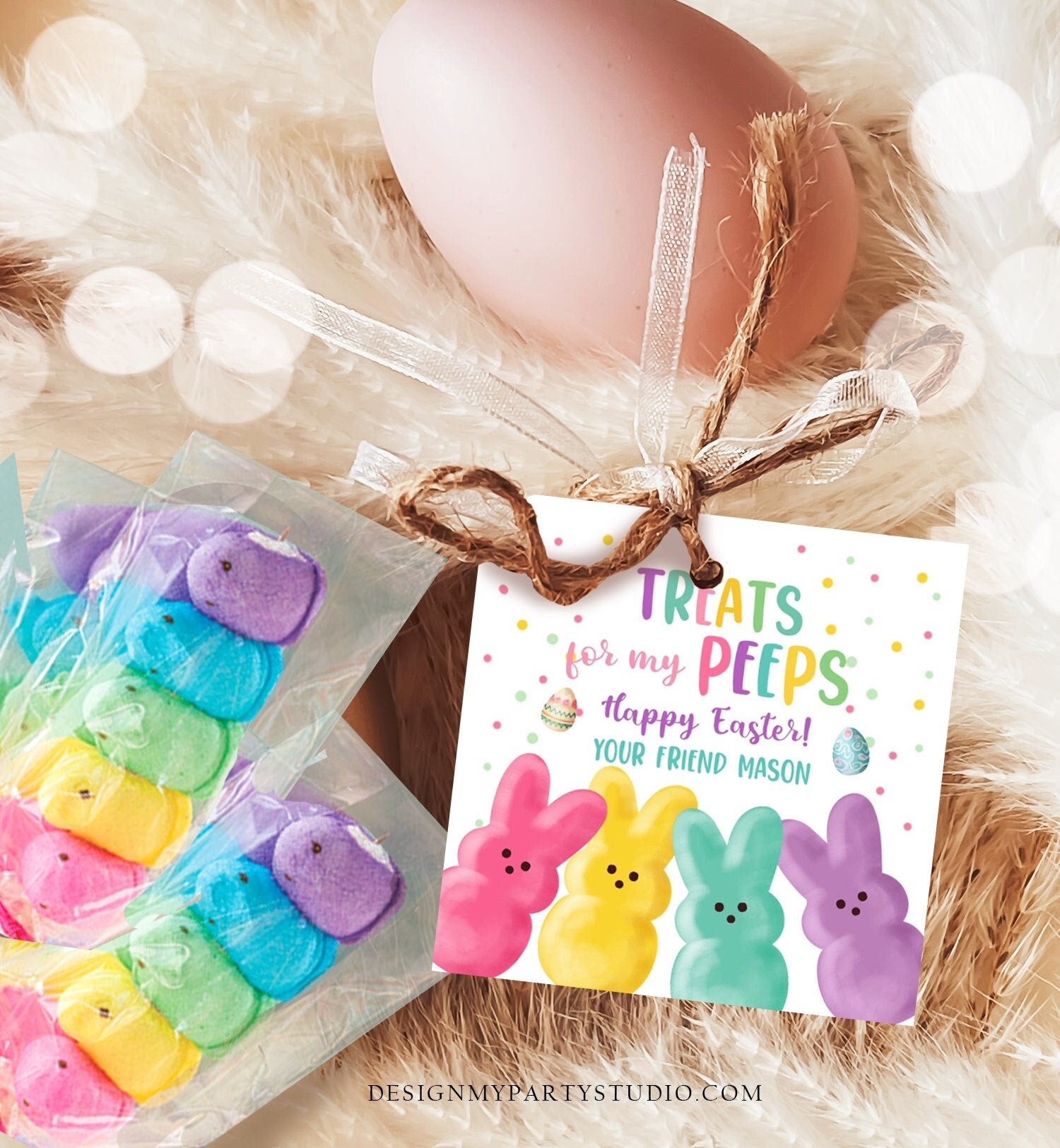 Editable Easter Treats For My Peeps Gift Tag Classroom Gift Easter Favor Tags Kids Peeps Easter Tags Easter Basket Stickers PRINTABLE 0449