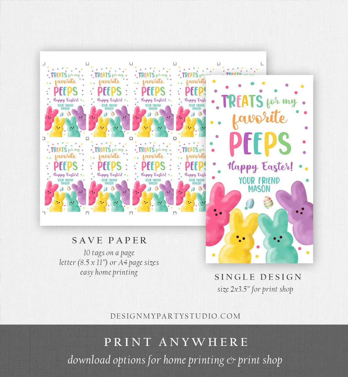 Editable Easter Treats For My Peeps Gift Tag Classroom Gift Easter Favor Tags Kids Easter Peeps Tags Easter Basket Digital PRINTABLE 0449